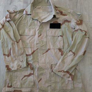 US Army Desert Camo Jacket Mens Large Regular BDU Shirt Combat Tactical Coat